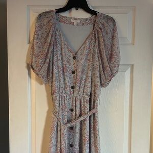 LC Lauren Conrad Floral Long Sleeve Dress - Pink and Cream